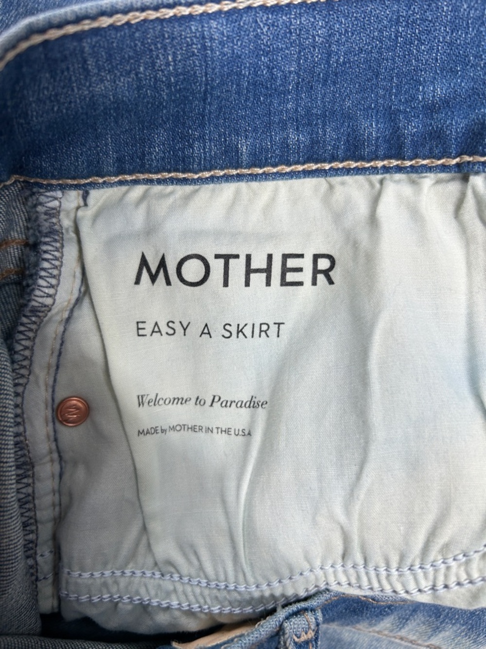 MOTHER Light Blue Denim Distressed Jean Skirt | Size 31 - Picture 7 of 7